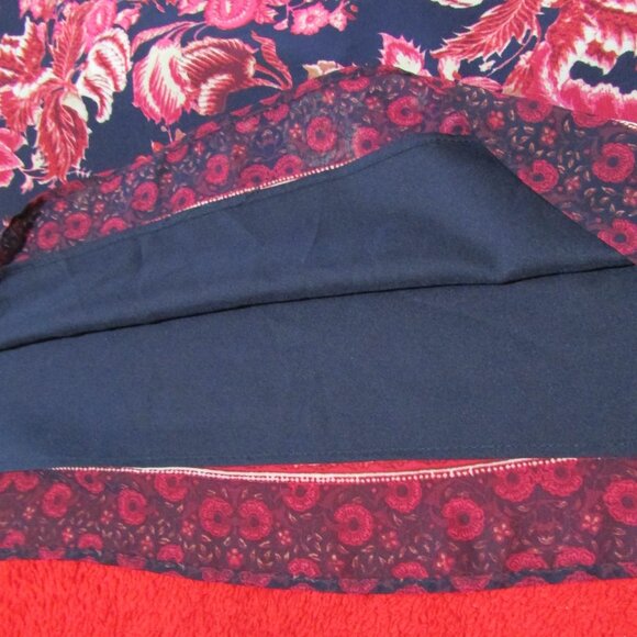 Vince Camuto Purple Pink Floral Dress Keyhole Sheer Sleeves - Picture 9 of 10